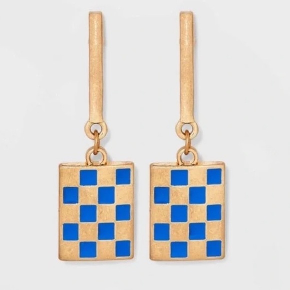 Universal Thread Checkerboard Charm Drop Earrings - Picture 2 of 5